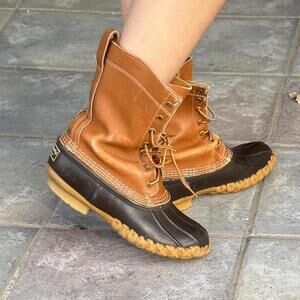 Vintage L.L. Bean Duck Boots Tan Leather Brown Rubber Women’s 7